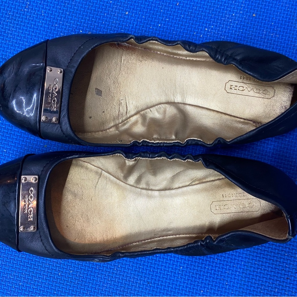 Coach Black Leather Flats